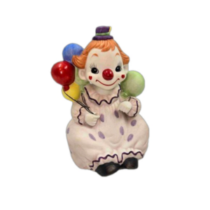 George Good Tan Red Green Clown Ceramic Music Box Figurine
